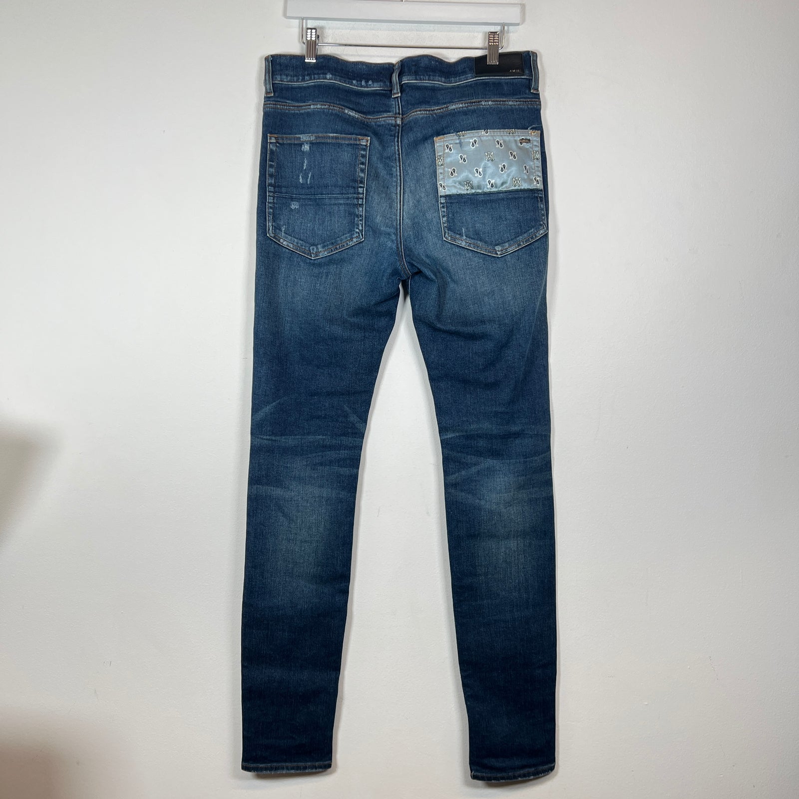 Amiri Dark Blue MA Paisley Skinny Jeans Size 34