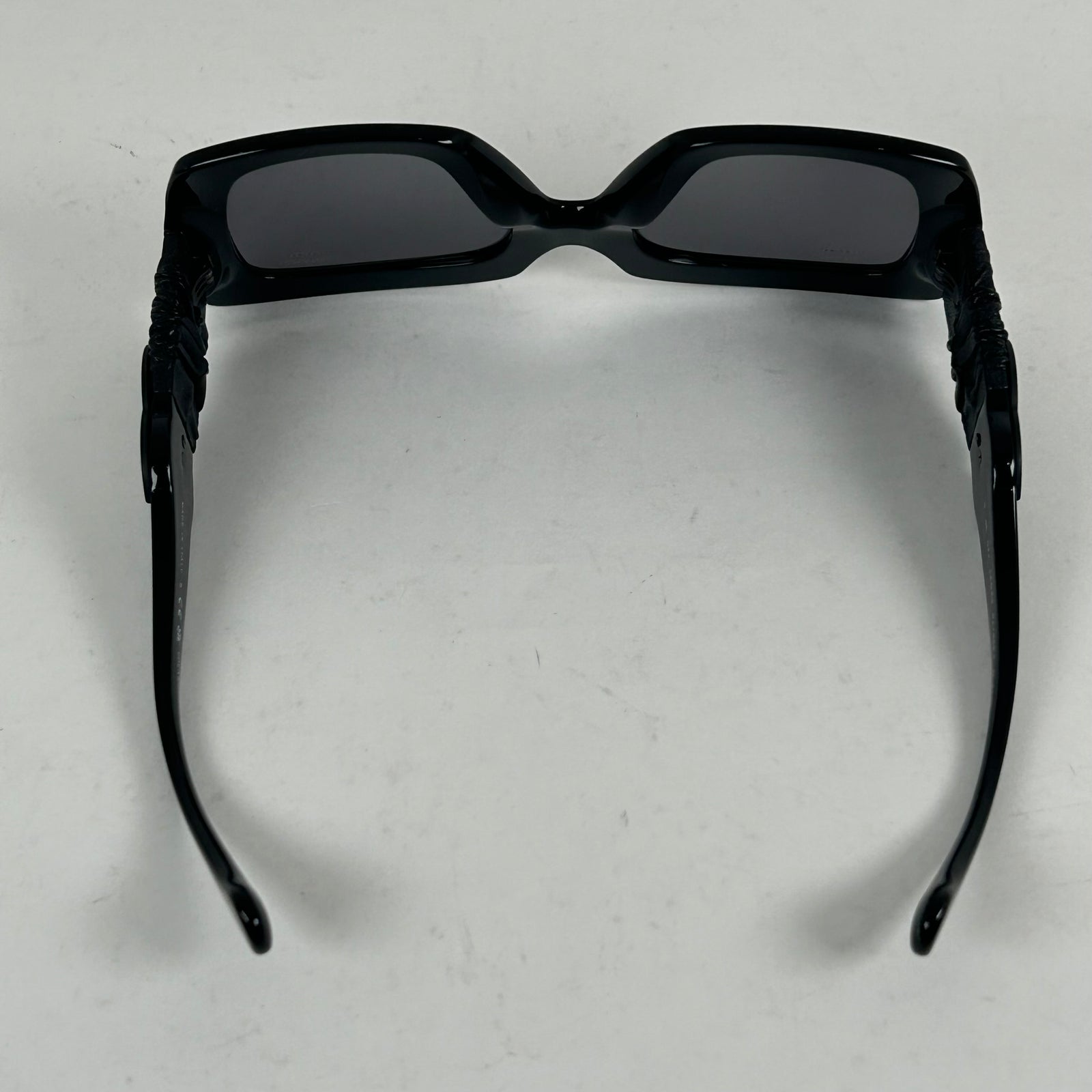 Chanel Black Acetate Calfskin Polarized Square Sunglasses
