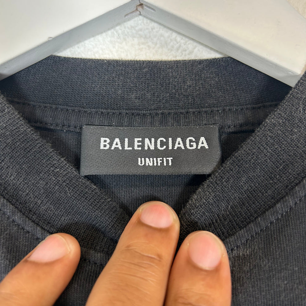 Balenciaga Black Strike-Through Logo T-Shirt Size 1