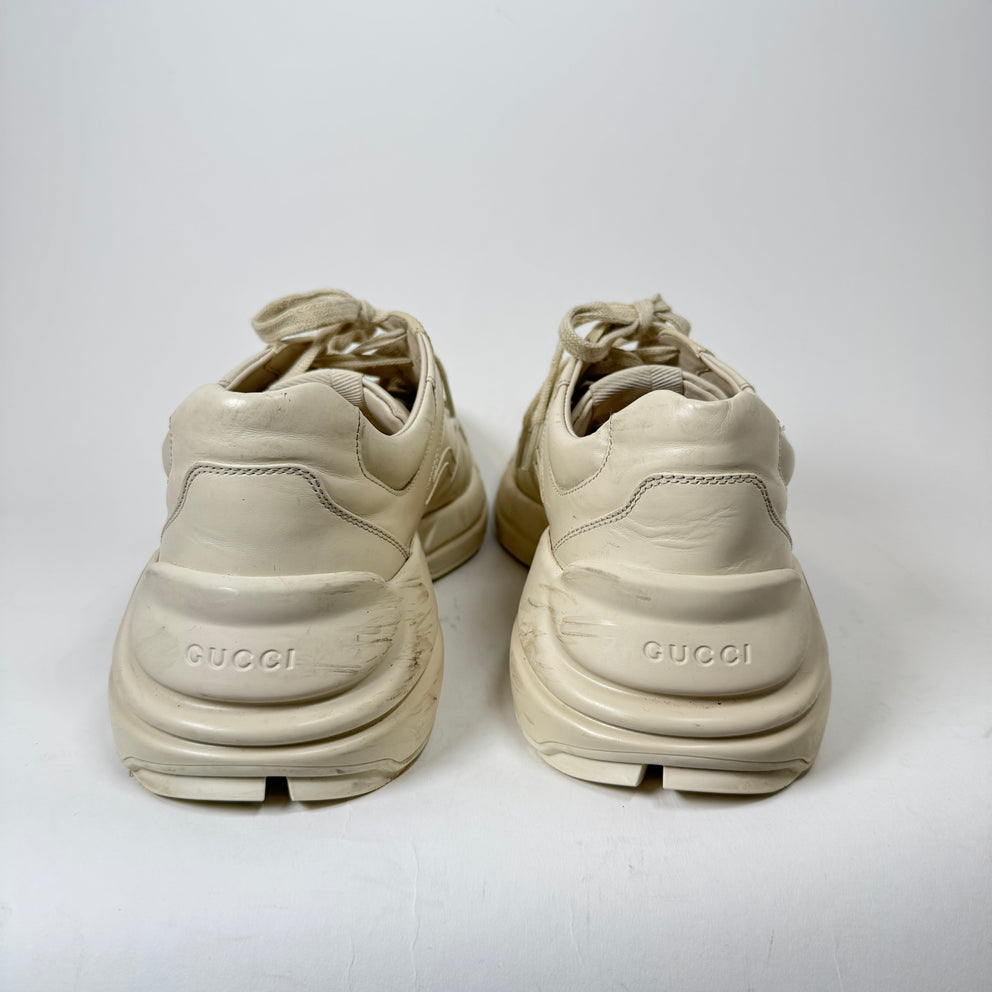 Gucci Beige Logo Rhyton Sneaker Size GG 9.5