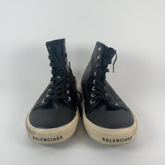 Balenciaga Paris Black Leather Hightop Sneaker