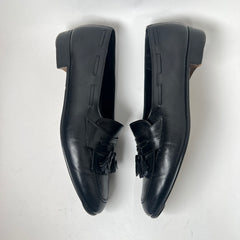 Salvatore Ferragamo Black Leather Tassel Loafers Size 8.5
