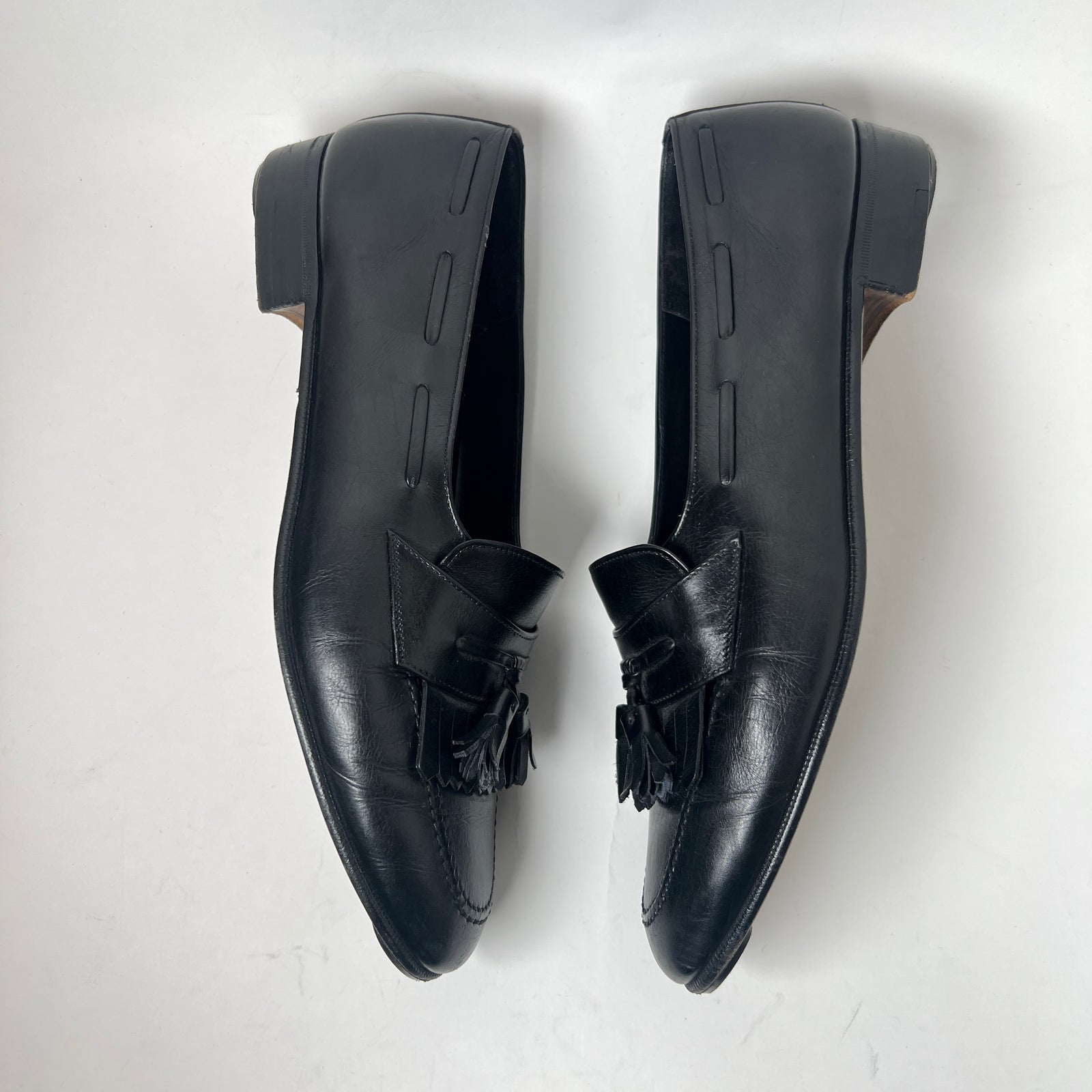 Salvatore Ferragamo Black Leather Tassel Loafers Size 8.5