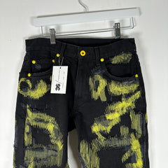 Endless Black/Yellow Embroidered Jeans Size 28