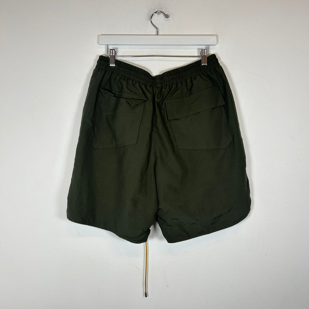 Rhude Olive Logo Nylon Shorts Size XXL