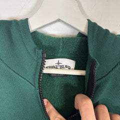 Stone Island Green Knit Zip-Up Hoodie Size XXL
