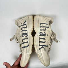 Gucci White "Think/Thank" Rython Sneakers Size 9