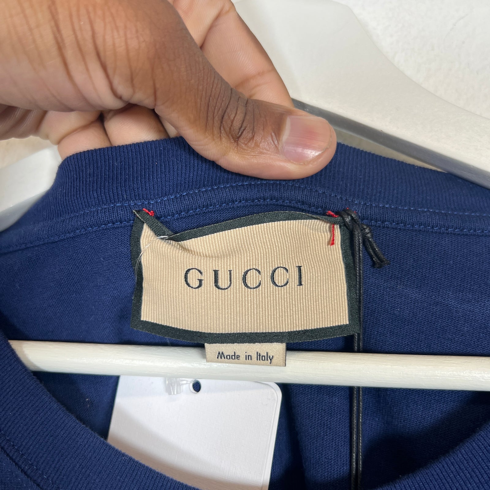Gucci Blue/Orange Interlocking G Striped T-Shirt Size XL