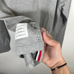 Thom Browne Grey Three Stripe LS Shirt Size L