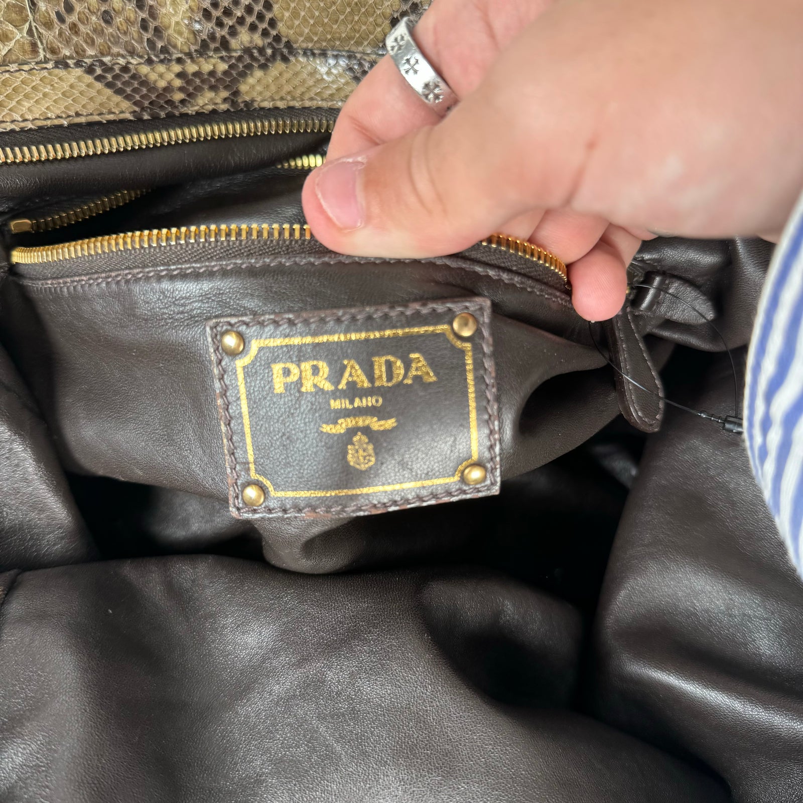 Prada Python Pione Pietre Shoulder Bag