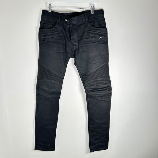 Balmain Black Biker Denim Size 32