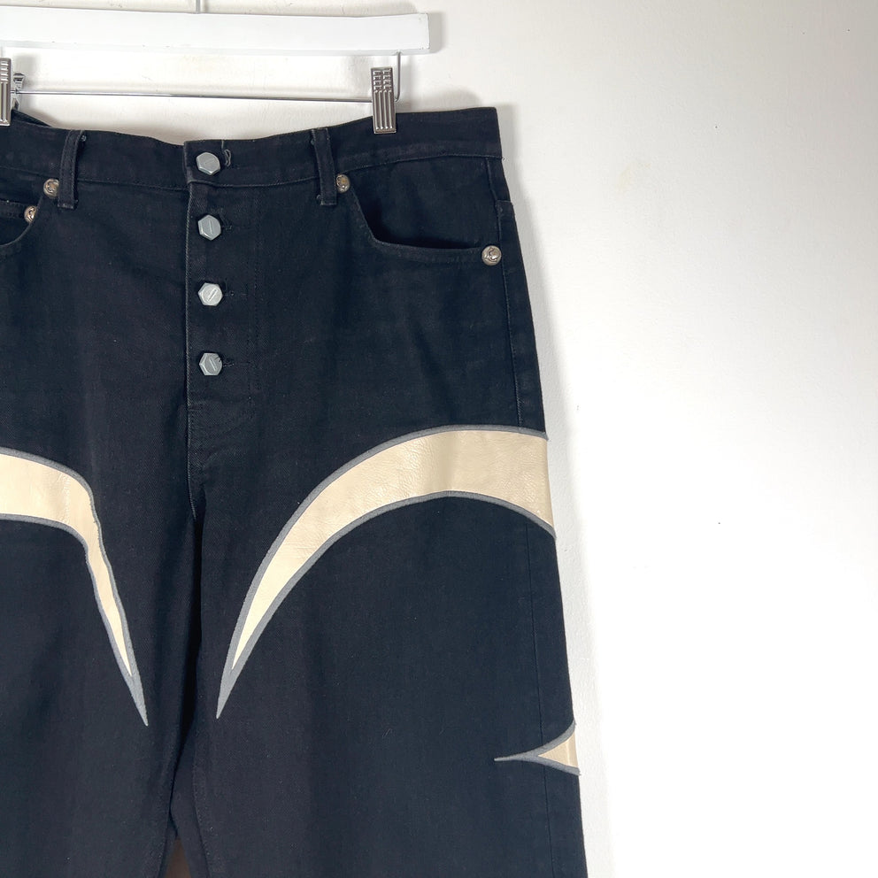 Thug Club Crescent Leather Panel Jeans