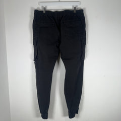 Rick Owens Black Cargo Pocket Drop Crotch Jogger Pant Size XL