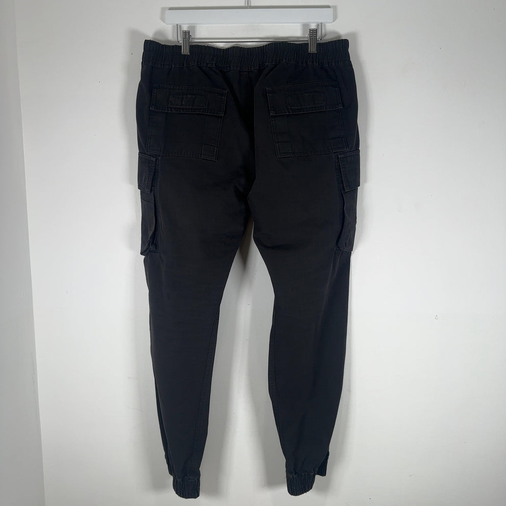 Rick Owens Black Cargo Pocket Drop Crotch Jogger Pant Size XL