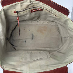 Marni Brown Buckle Charm Leather Tote Bag
