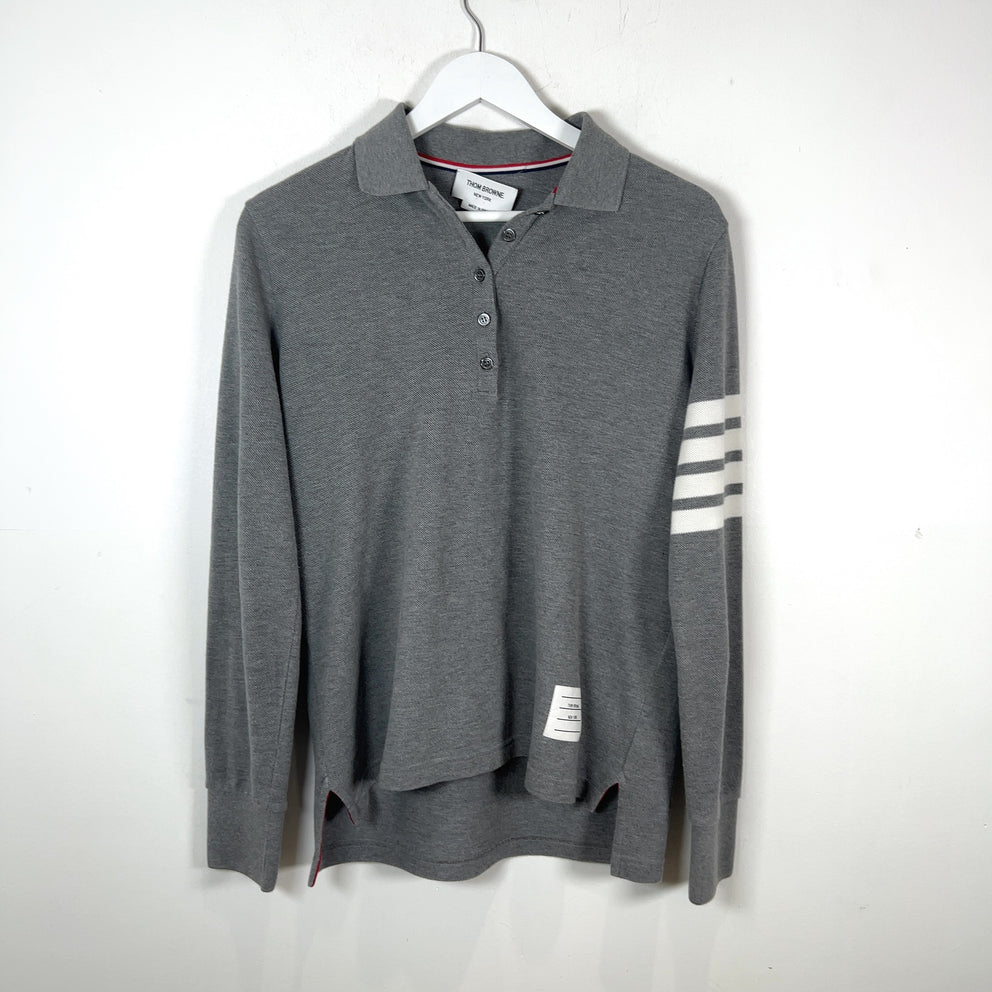 Thom Browne '2003' 4-Bar Long-Sleeve Polo Shirt