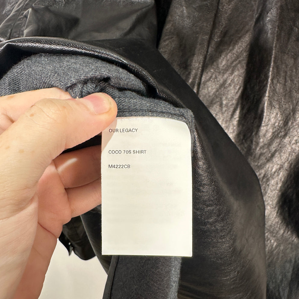 Our Legacy Black Faux Leather Button-Up Shirt Size L