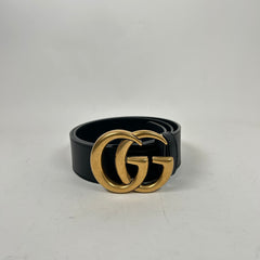 Gucci Black/Gold Large GG Belt Size 70