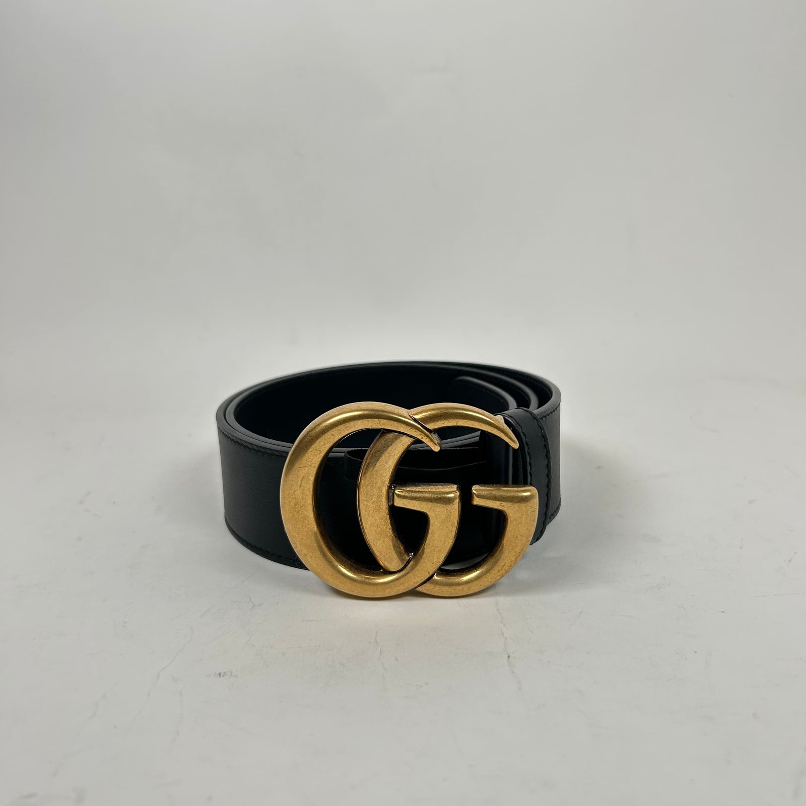 Gucci Black/Gold Large GG Belt Size 70