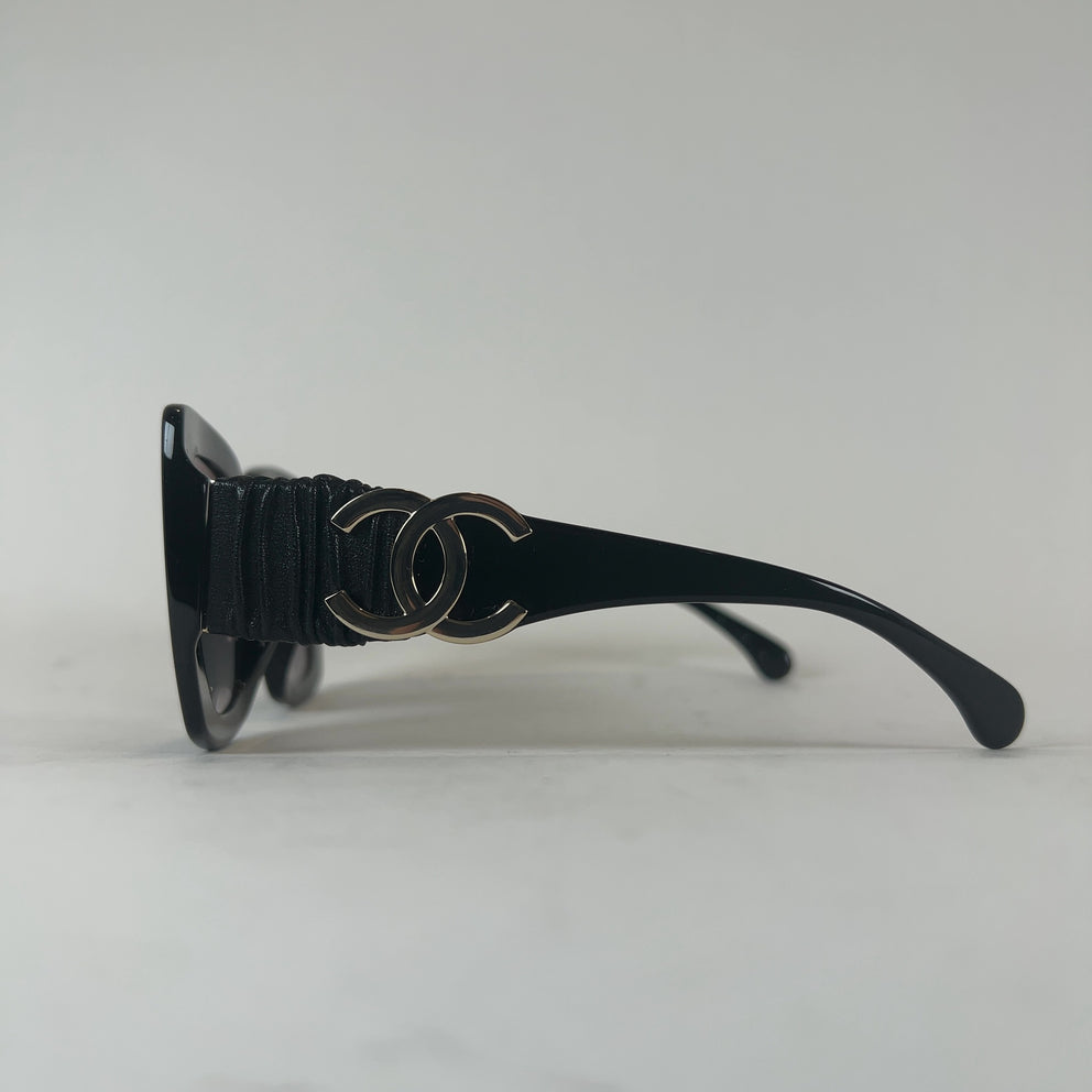 Chanel Square Frame Calfskin Leather Sunglasses