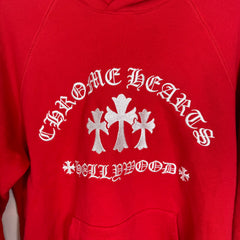 Chrome Hearts Red Triple Cross Hoodie Size M