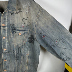 Balenciaga Denim 'Rhinestone Scribble' Jacket Size 2