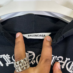 Balenciaga Black 'Free Your Mind' Distressed Hoodie Size S