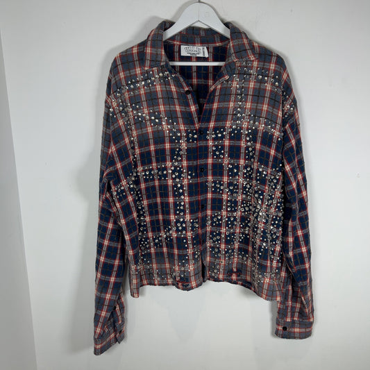 Vale Crystalized Button-Up Flannel Shirt