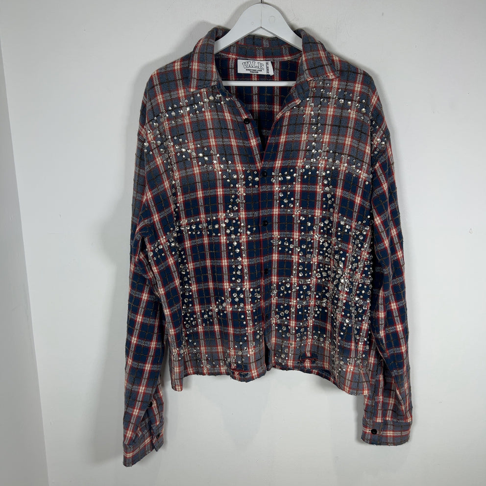 Vale Crystalized Button-Up Flannel Shirt