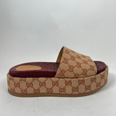 Gucci GG Canvas Platform Sandals Size 38