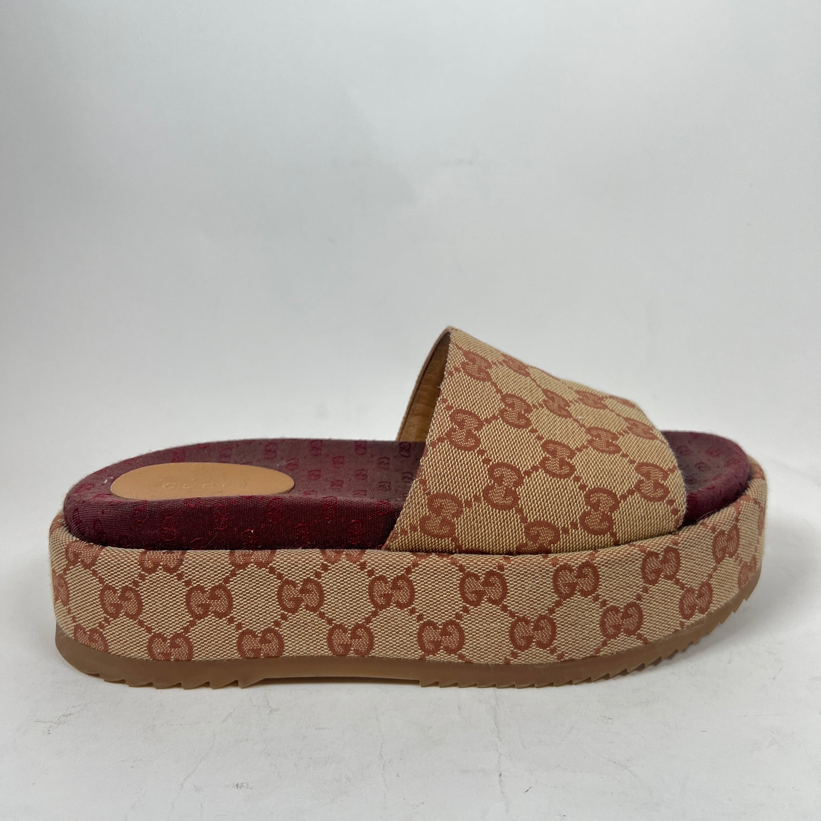 Gucci GG Canvas Platform Sandals Size 38
