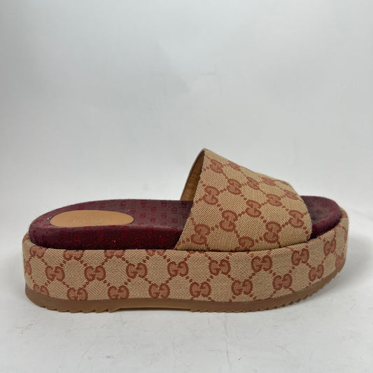 Gucci GG Canvas Platform Sandals Size 38