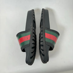 Gucci Black Signature Stripe Slides Size 9