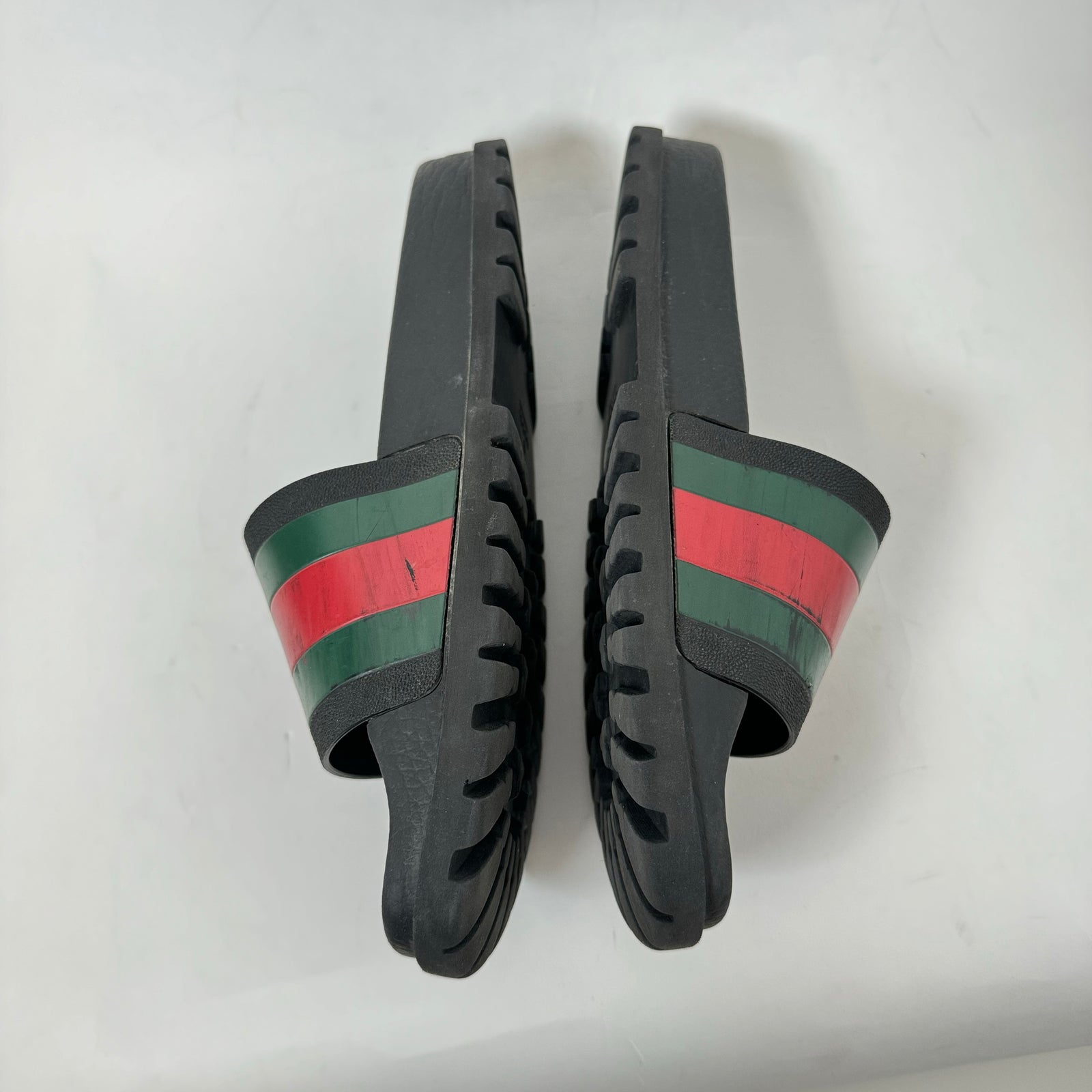Gucci Black Signature Stripe Slides Size 9