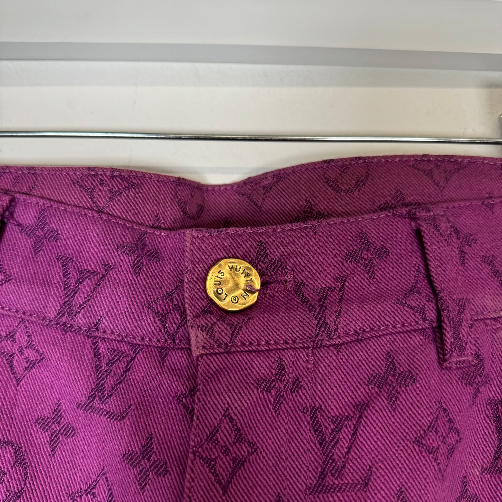 Louis Vuitton Purple Monogram Slim Denim Jeans Size 34