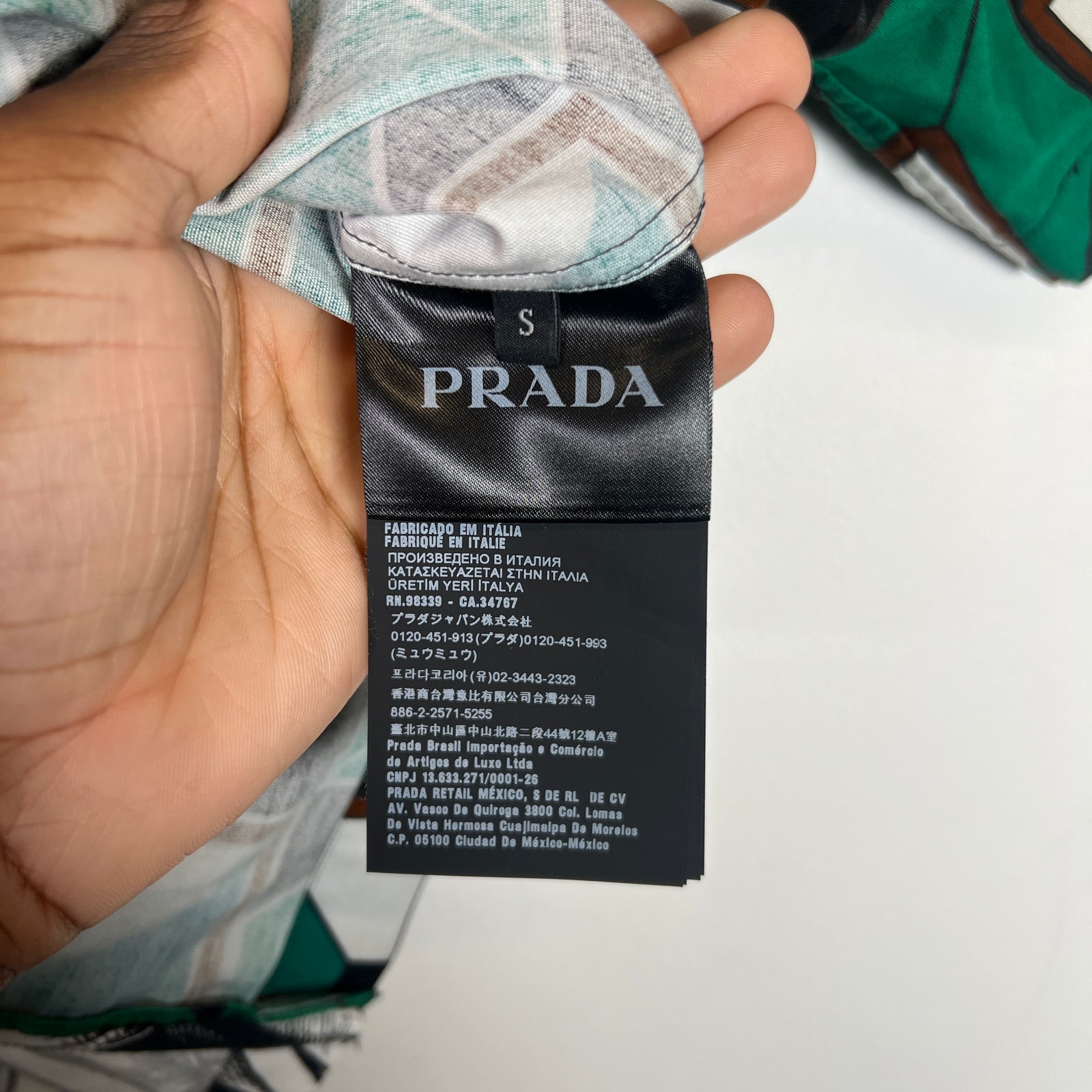 Prada Green/White Double Match Button-Up Shirt Size S