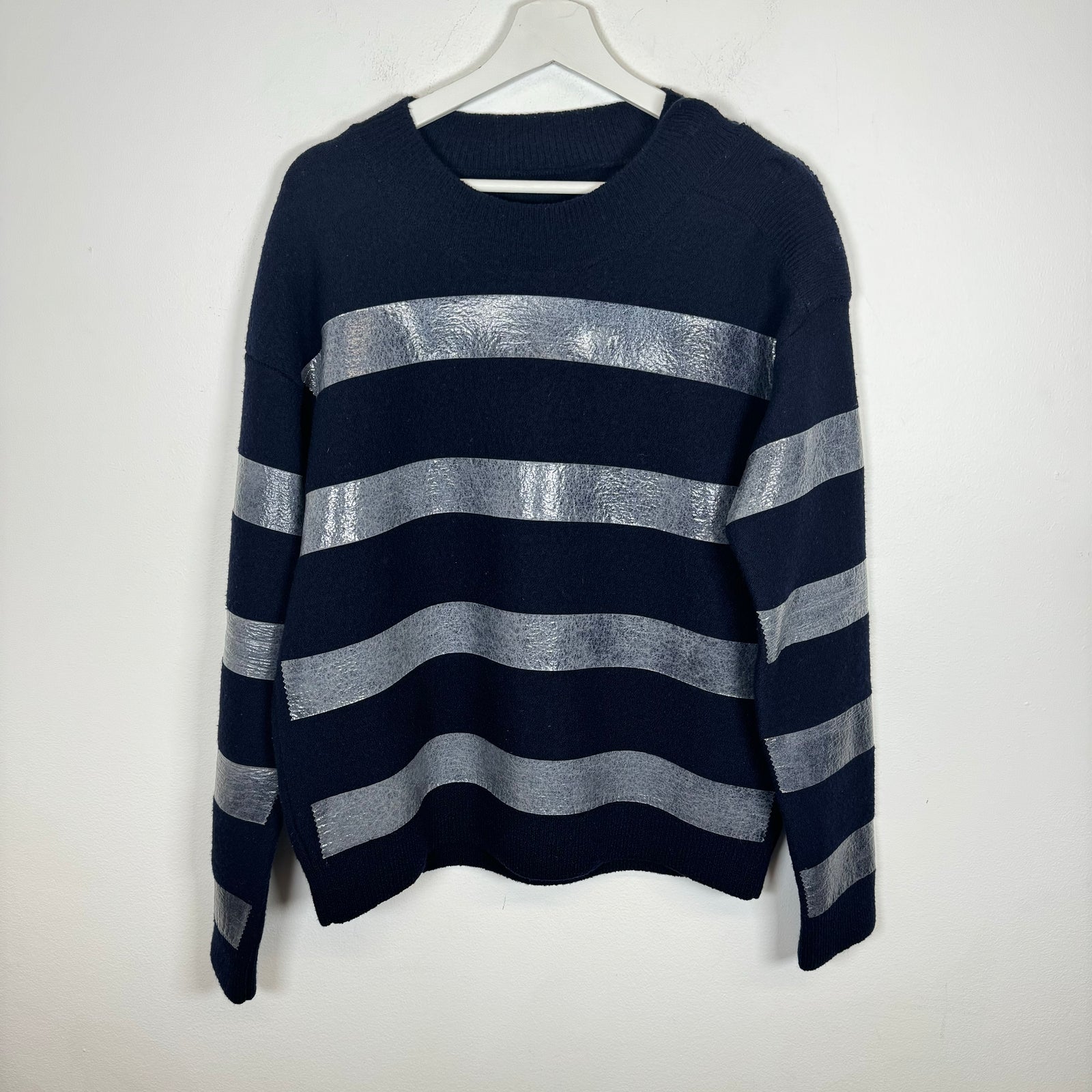 MM6 Maison Margiela Navy Striped Tape Sweater Size M