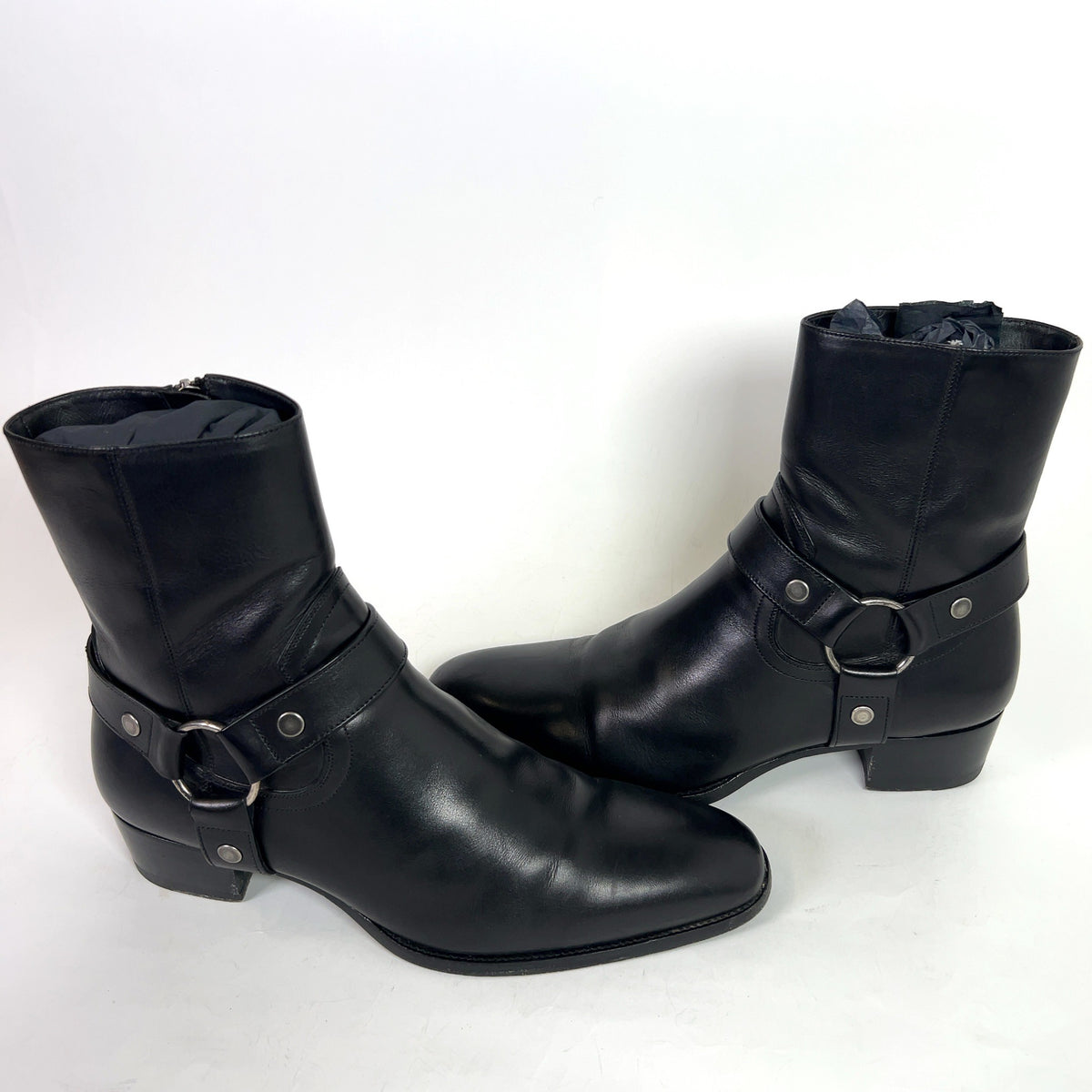 Saint Laurent Wyatt Leather Harness Boots