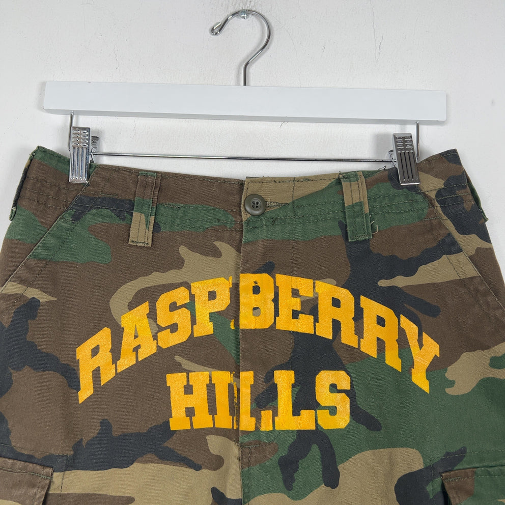 Raspberry Hills Spell Out Logo Camo Shorts