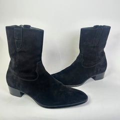 Saint Laurent FW14 Black Suede Cowboy Wyatt Boots Size 45