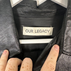 Our Legacy Black Faux Leather Button-Up Shirt Size L