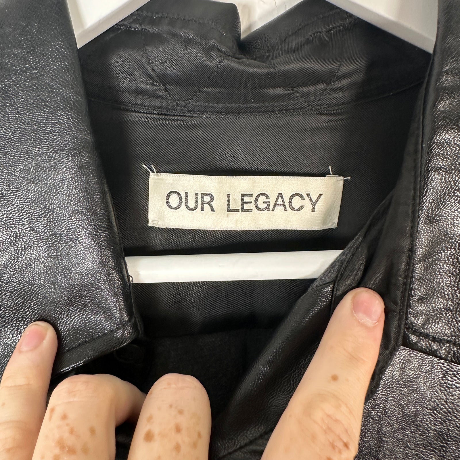 Our Legacy Black Faux Leather Button-Up Shirt Size L