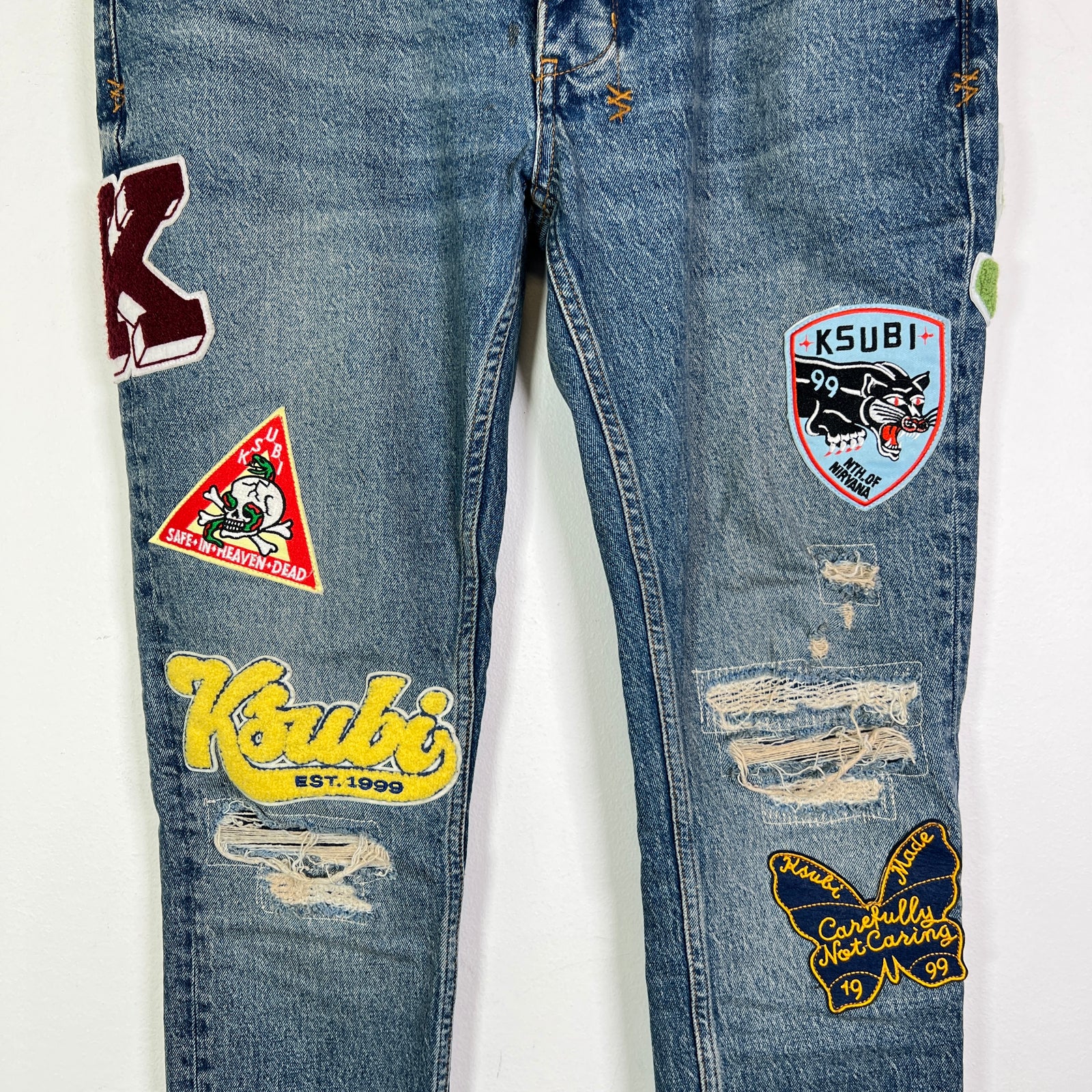 Ksubi Van Winkle Rodeo Patch Distressed Jeans