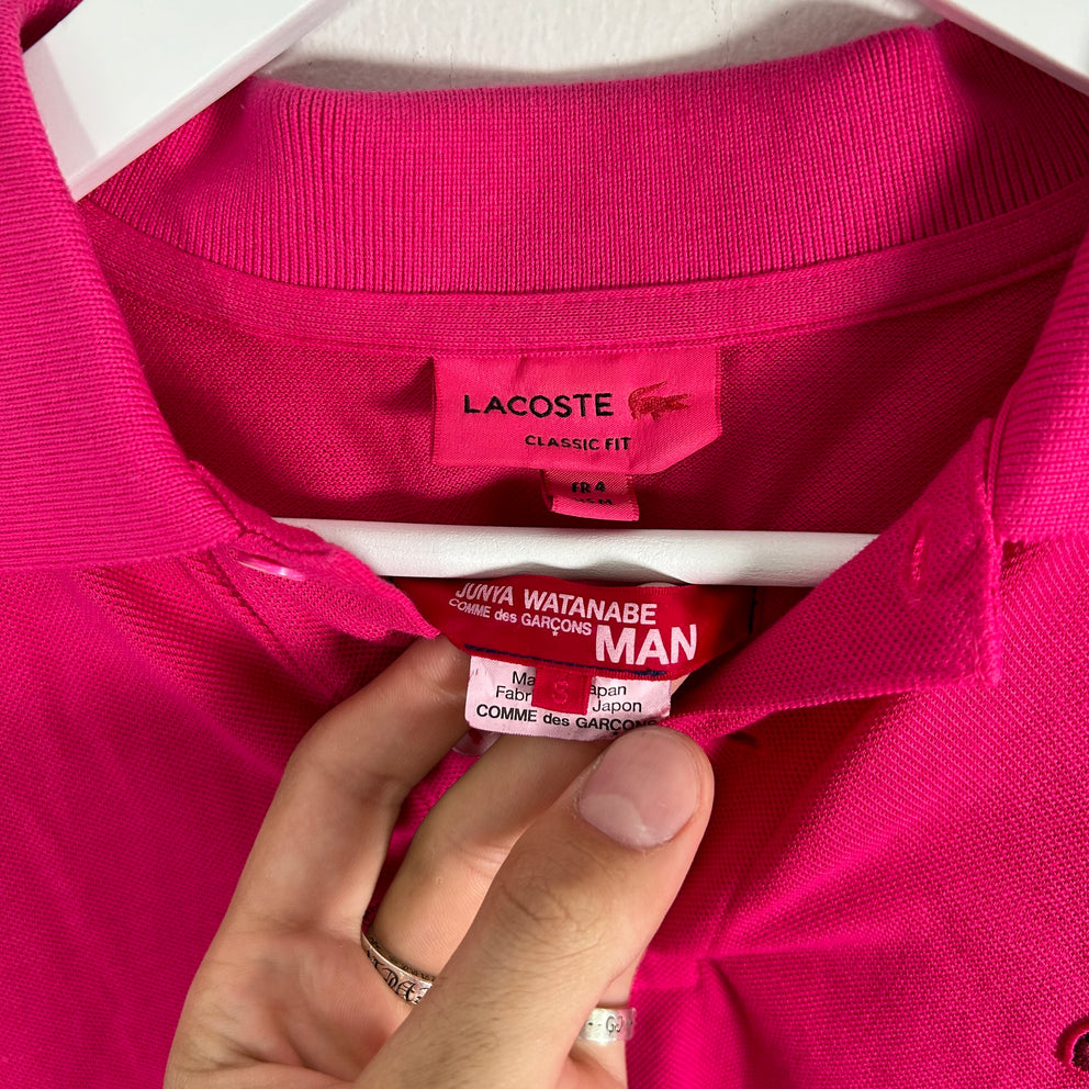 Lacoste x Junya Watanbe CDG Pink Logo Polo Shirt Size S