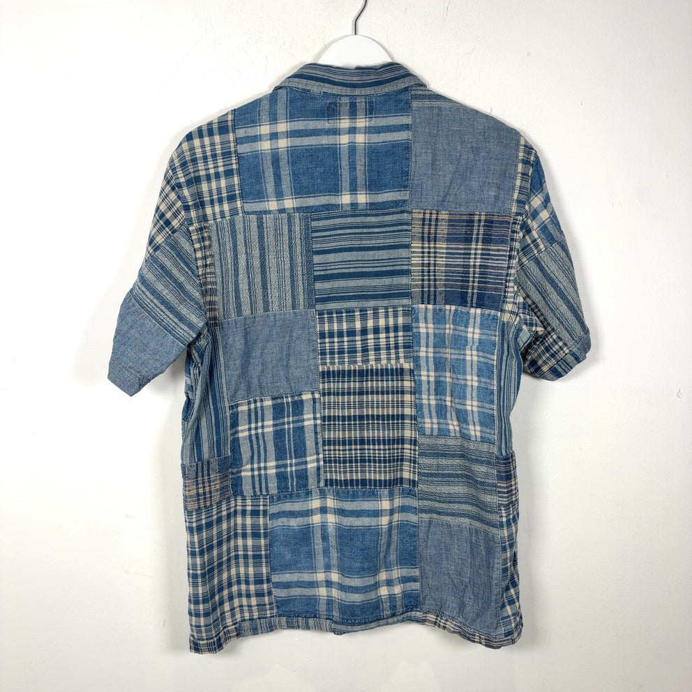 RRL Indigo Patchwork Camp Shirt