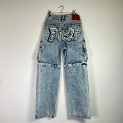 Evisu Acid Wash Graffiti Cargo Jeans