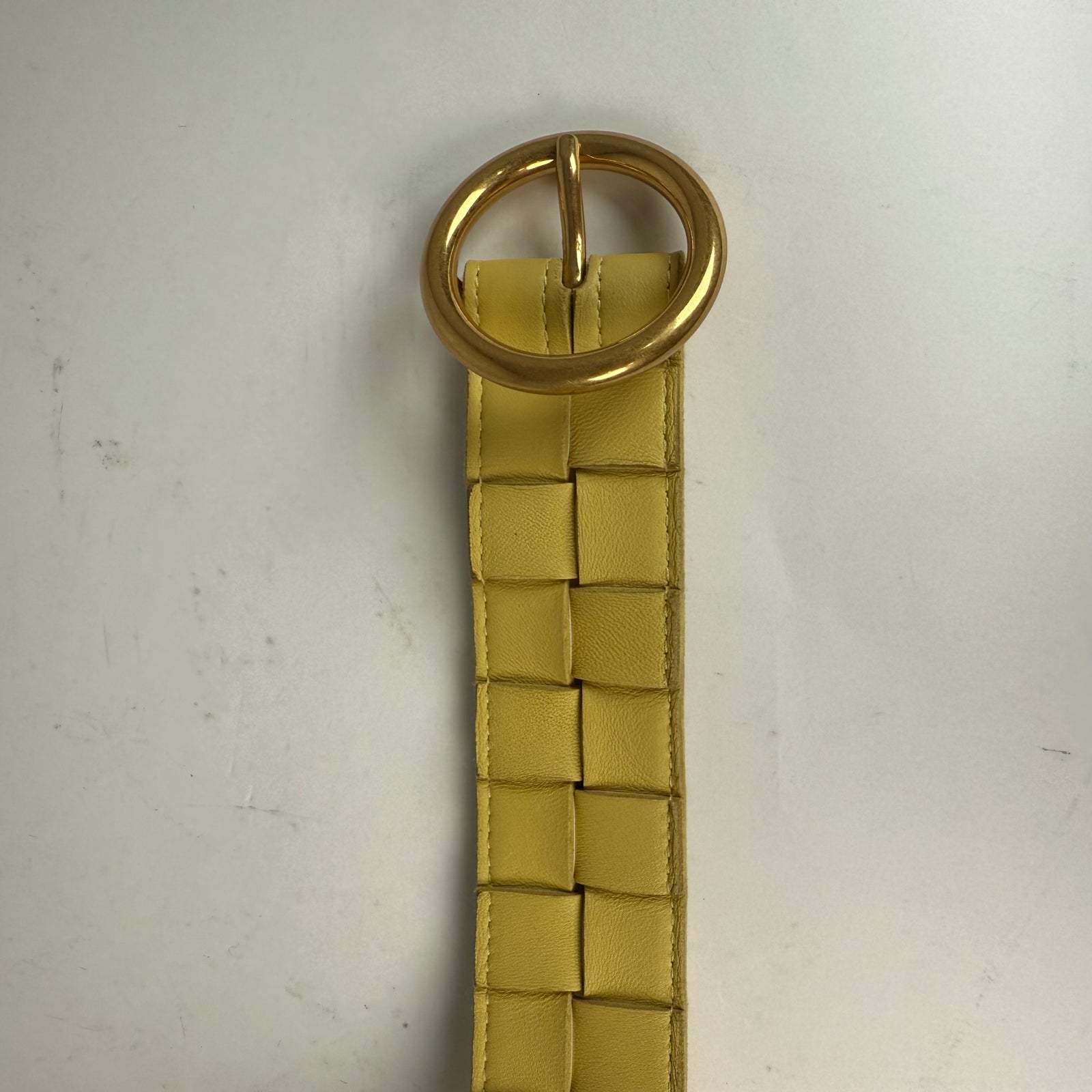 Bottega Veneta Yellow Leather Braided Belt Size 34