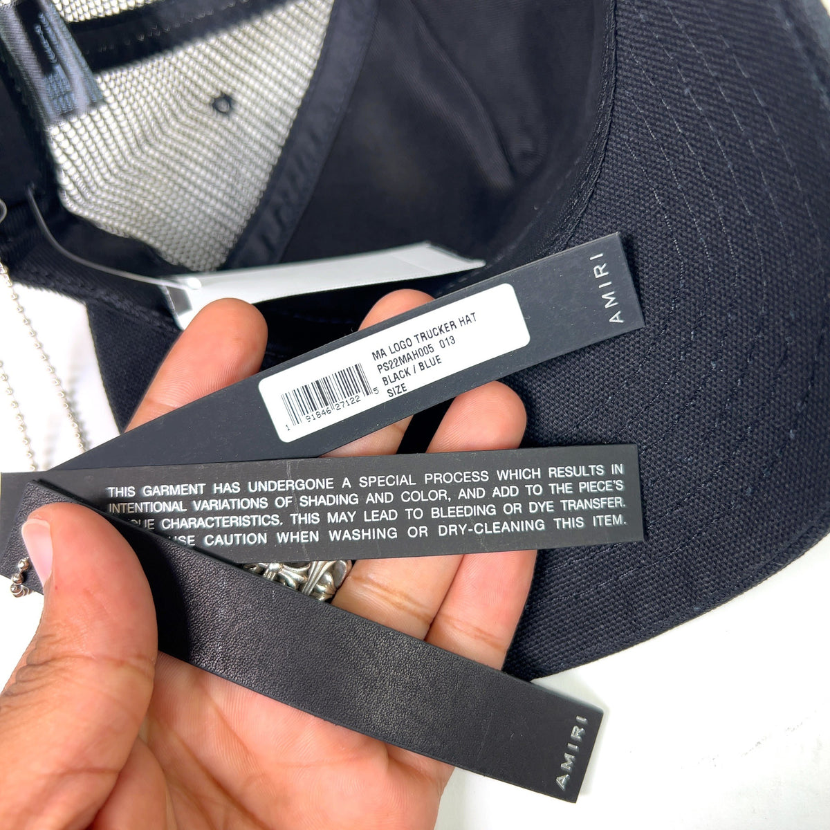 Amiri Black MA Logo Trucker Hat