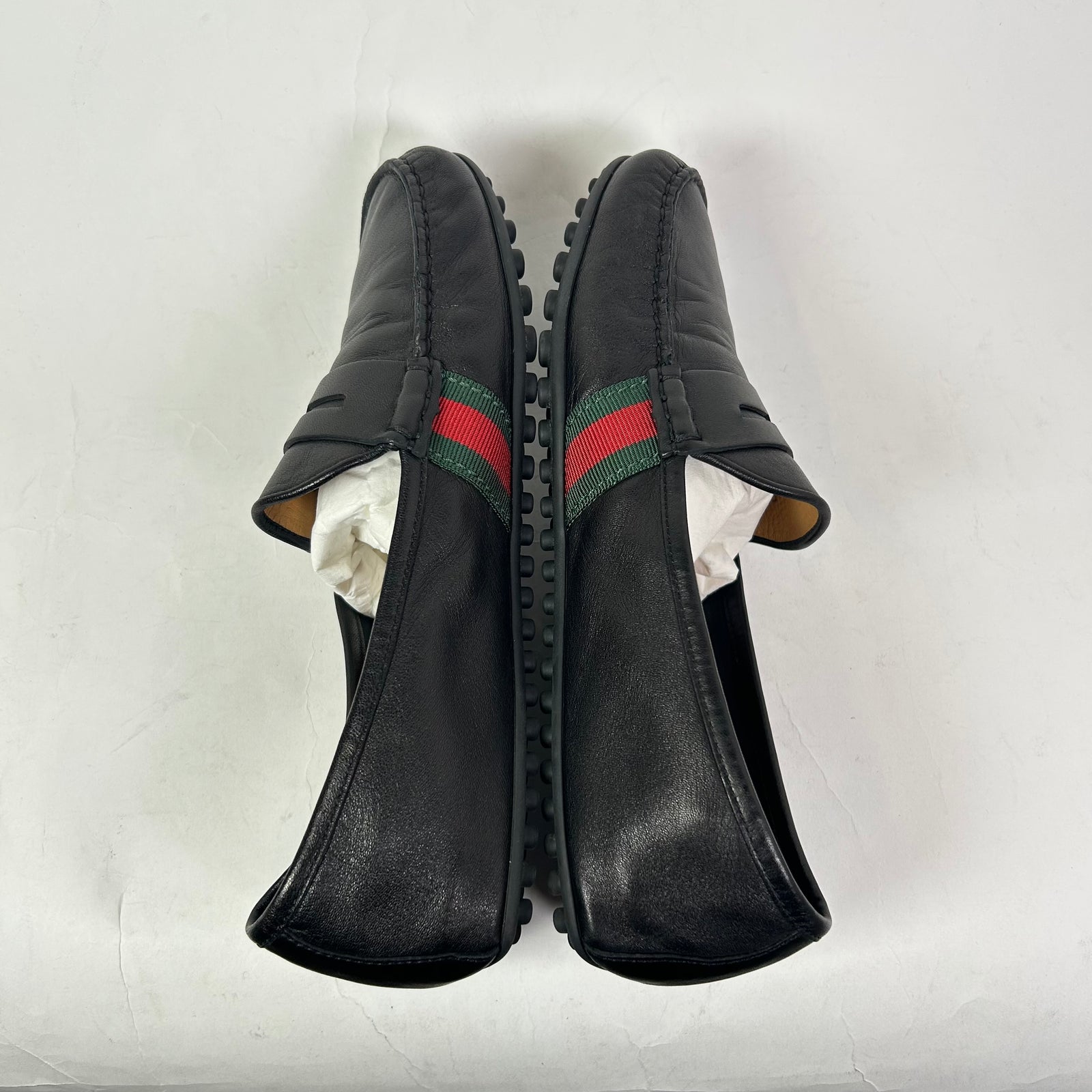 Gucci Black Nappa Leather Driving Loafers
