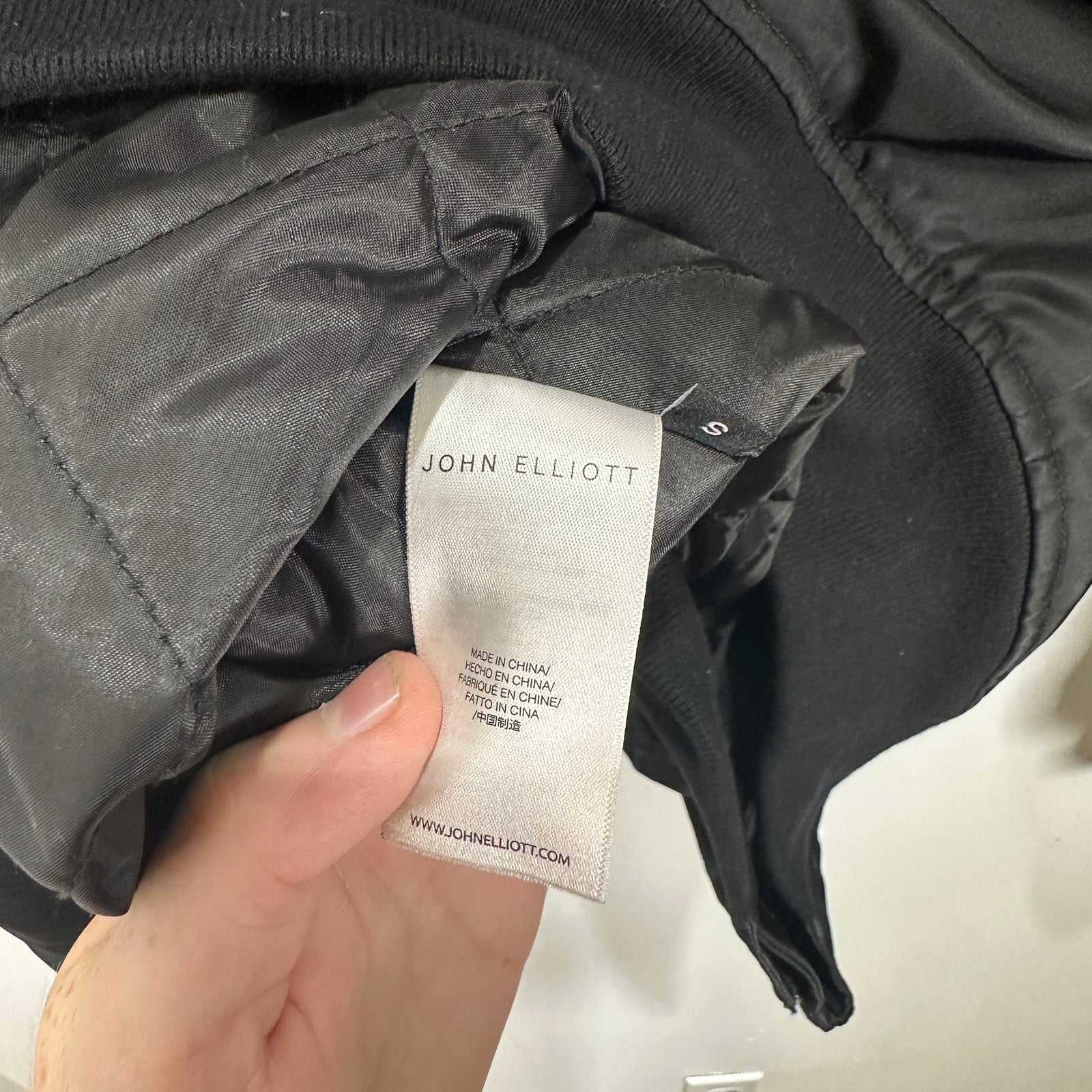 John Elliott Black Nylon Bomber Jacket Size S